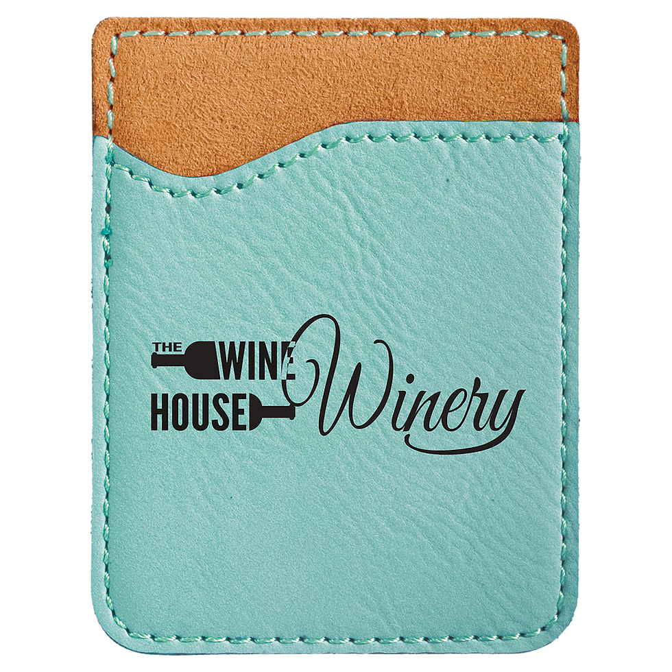 laser engraved leatherette phone wallets