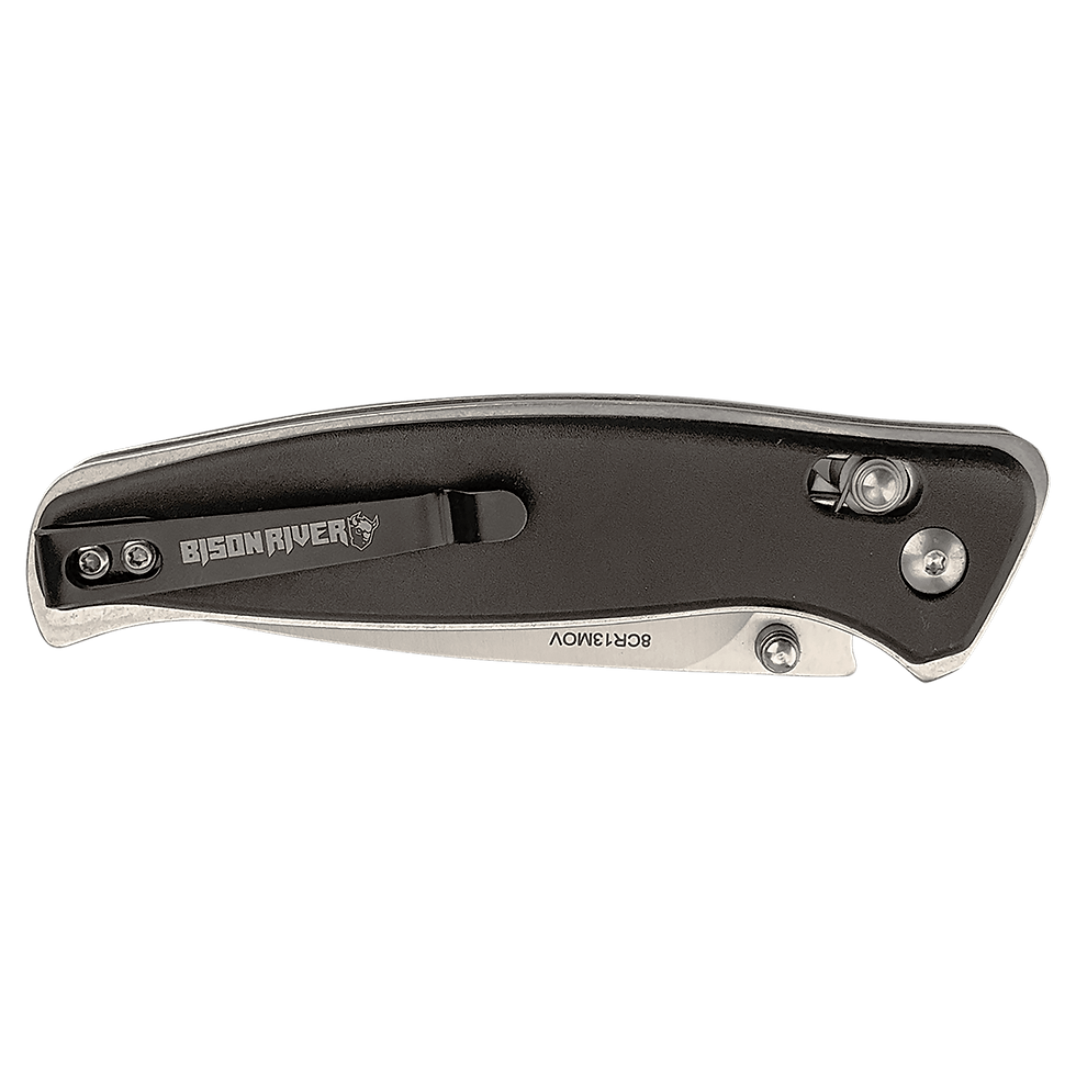 Thumbnail: Bison River Black Button Lock Folding Knives