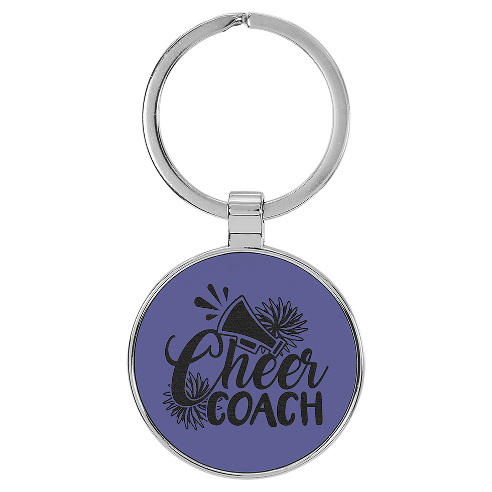 Thumbnail: laserable leatherette laser engraved round metal framed keychains