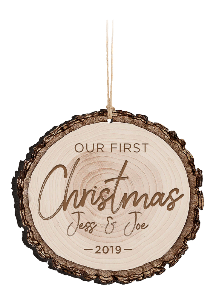 Thumbnail: Wood Faux Sliced Log 2-Sided Ornament