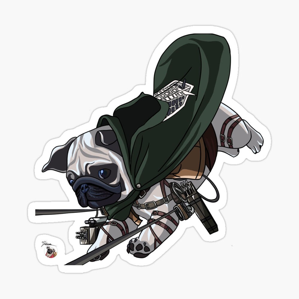 Vinyl sticker - Pug On Titan