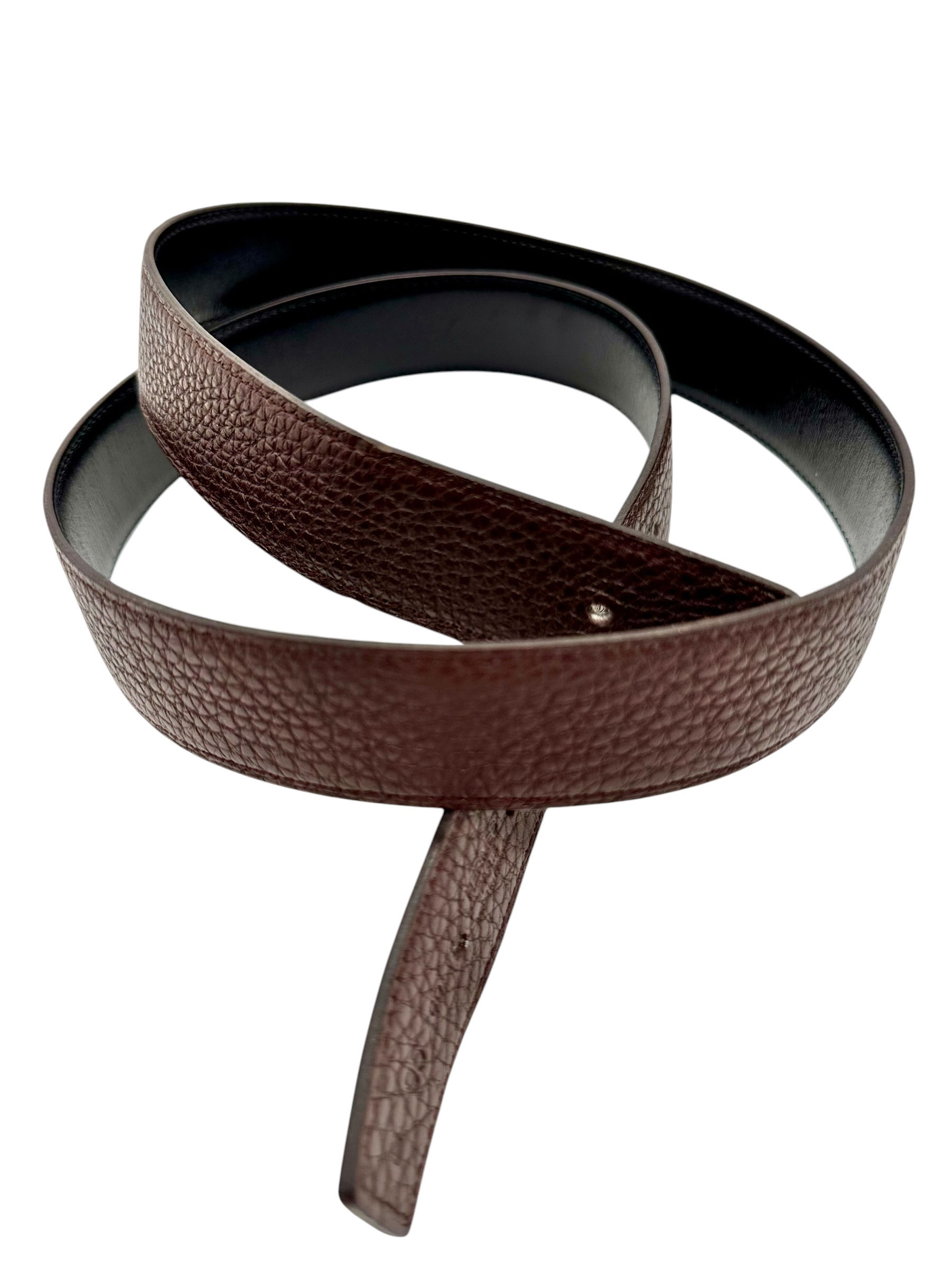 Correa de piel Hermès, negra/marrón