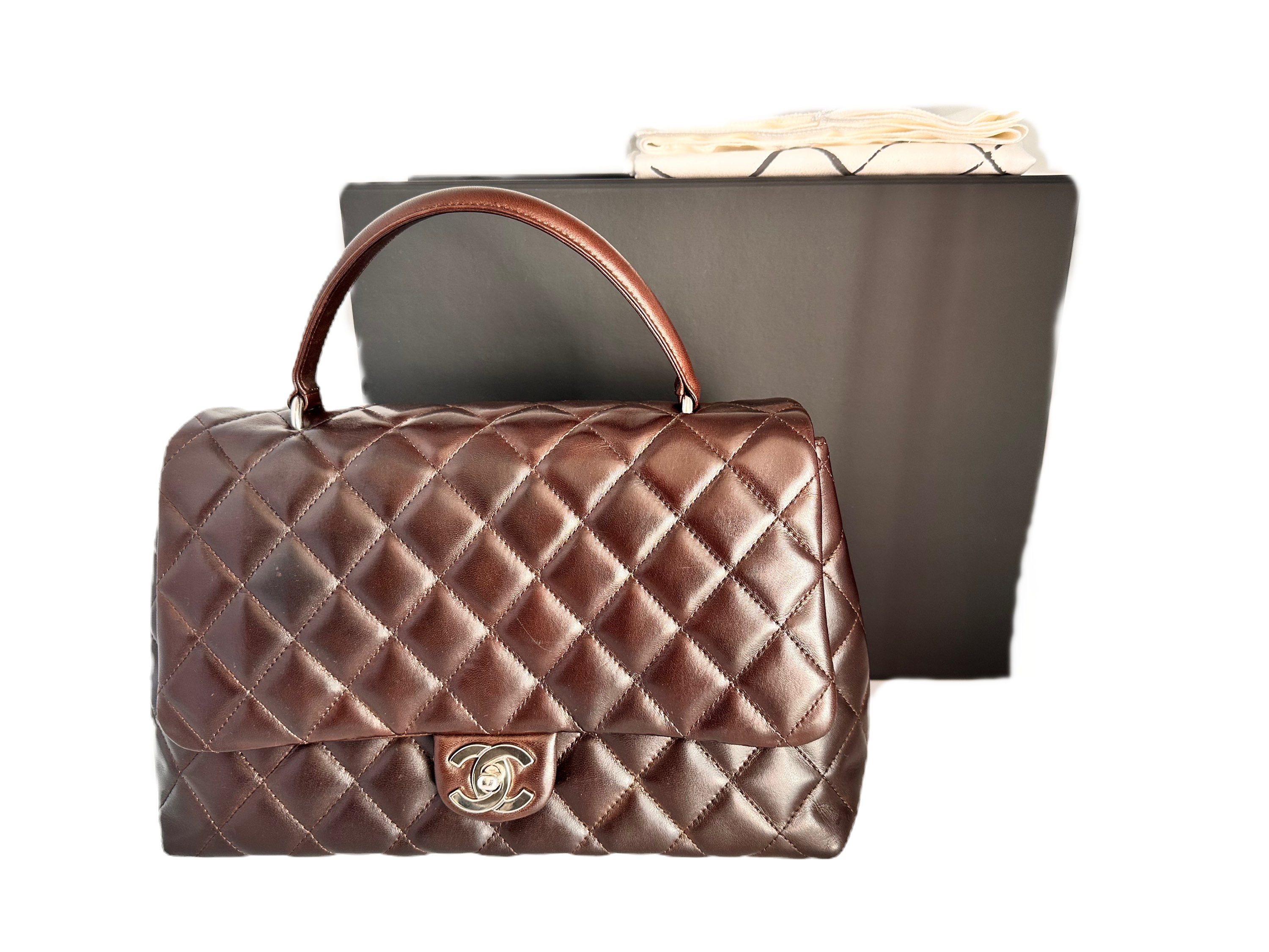 Chanel Tasche Leder braun Top-Handle