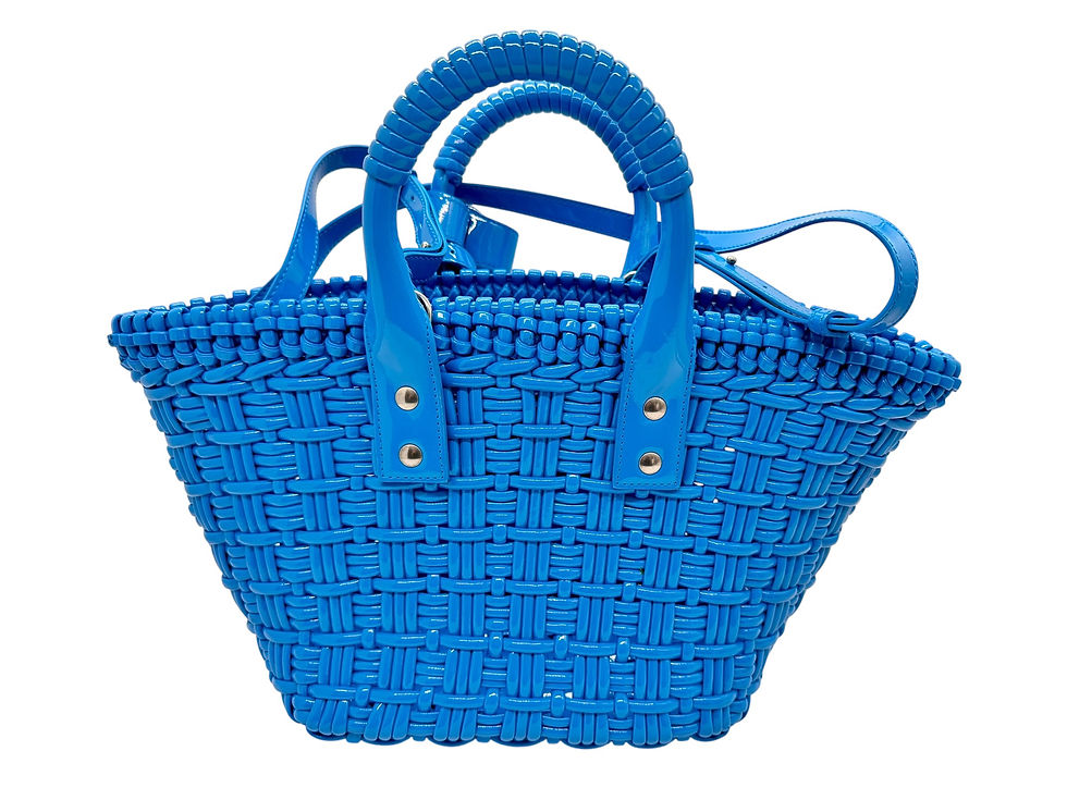 Miniatura: Bolso de mano tipo tote BALENCIAGA Bistro XS Panier Basket de 2 vías, color azul.