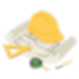 Illustration de Conception de plan en 2D sur papier avec différents outils