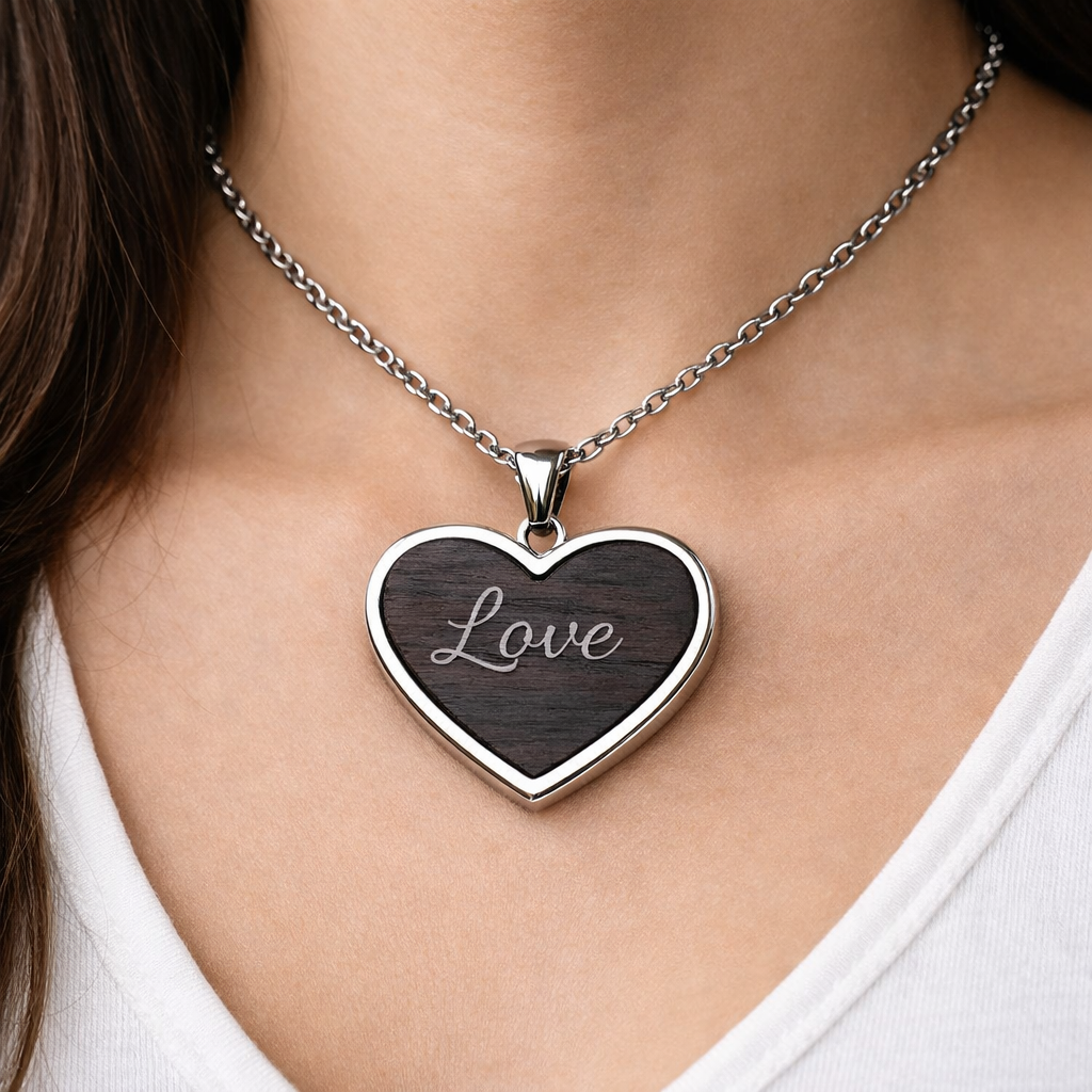 Engravable Wood Pendant Necklace