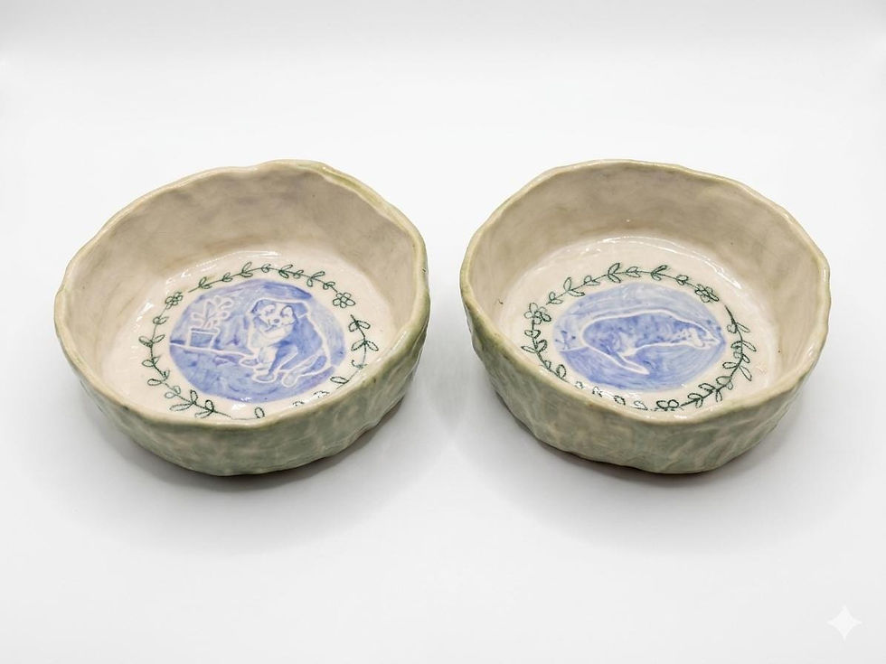 Thumbnail: Pet Bowl with Handpainted Custom Portrait Illustration