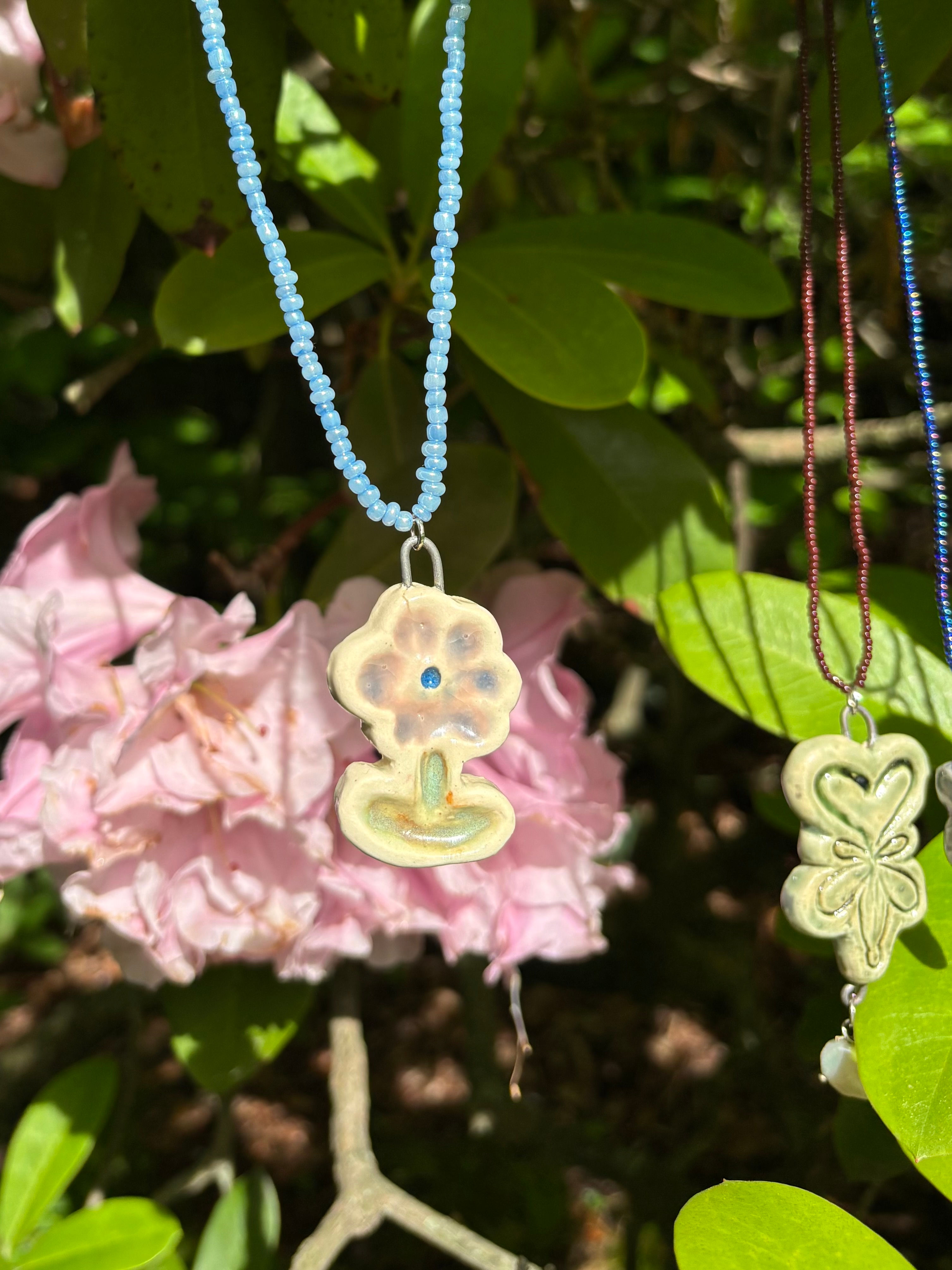 Stemmed Flower Pendant Necklace