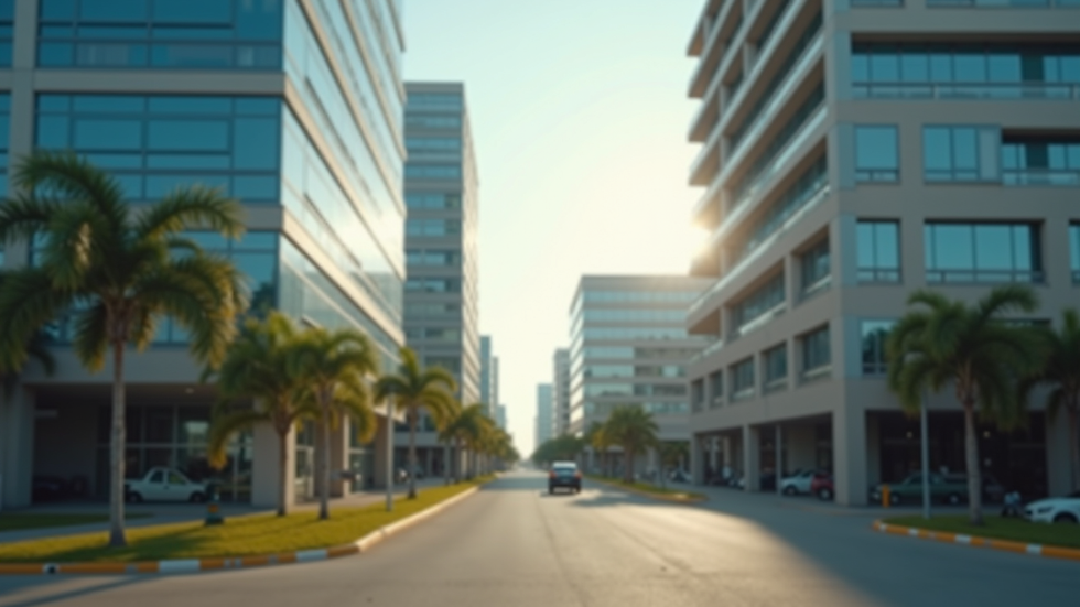 Close-up view of Tanzanian business district with office buildings