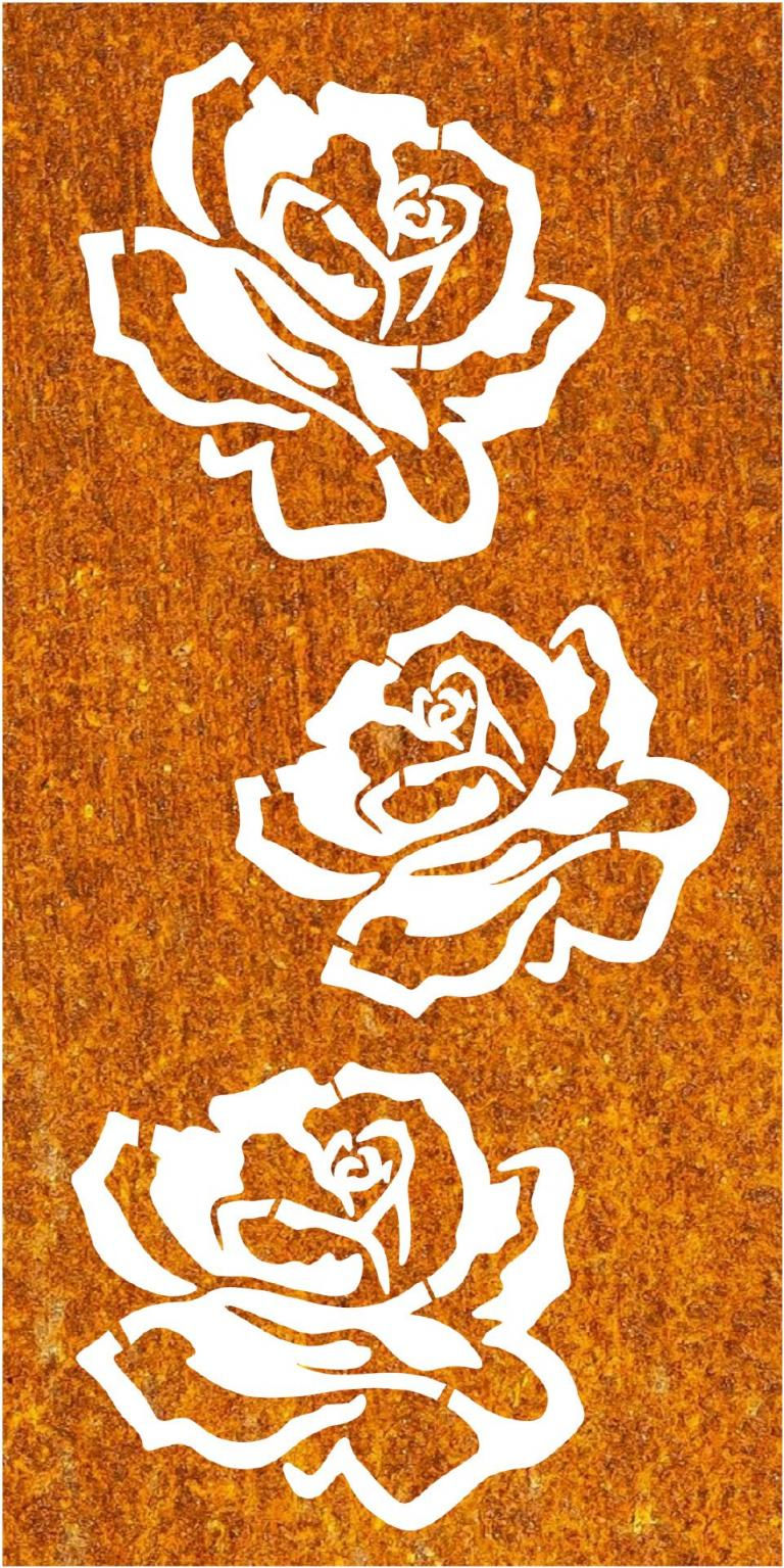Thumbnail: Sichtschutz Edelrost Rosenblüten