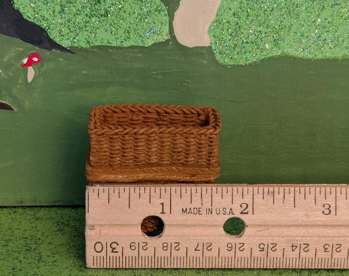 Thumbnail: Miniature Faux Wicker Plant Stand for Fairy Gnome Garden Brown