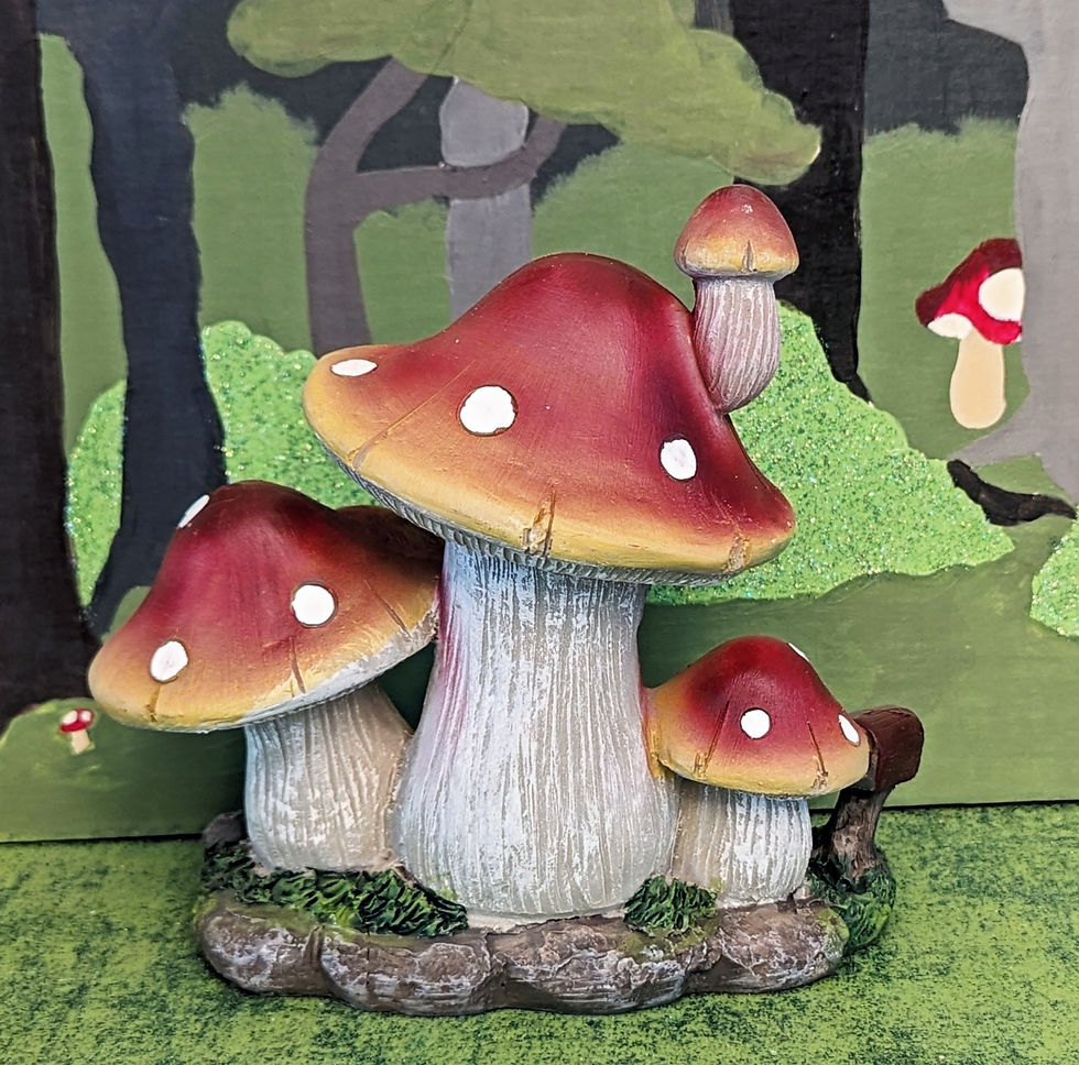 Thumbnail: Three Mushroom Miniature House Touch of Nature 6.5" Fairy Garden Gnome Garden