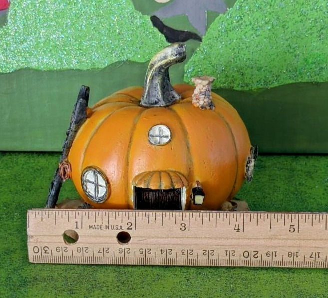 Thumbnail: Orange Pumpkin Fairy House Miniature Fall Halloween Fairy Gnome Troll Garden
