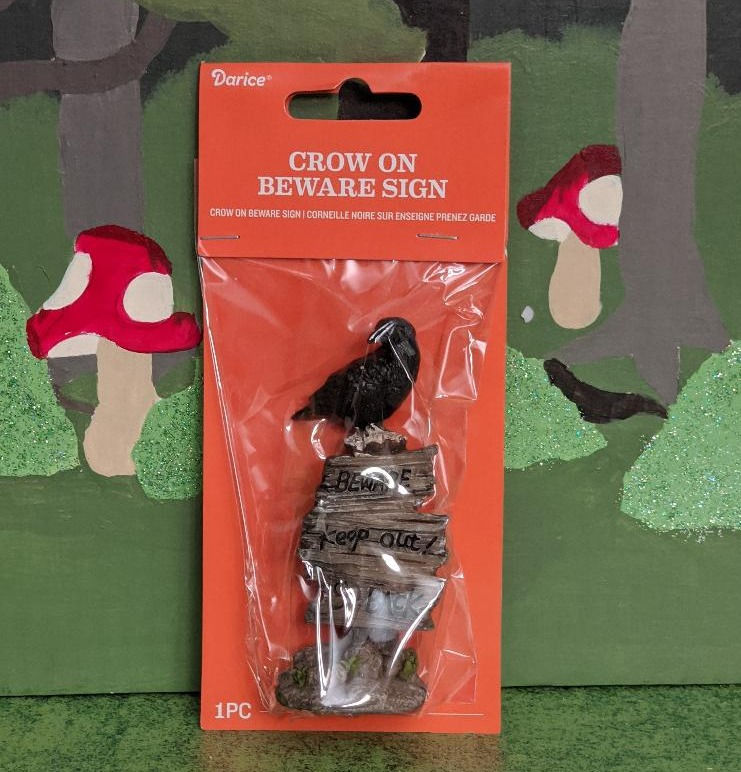 Thumbnail: Miniature Halloween Mini Beware Crow Sign Resin