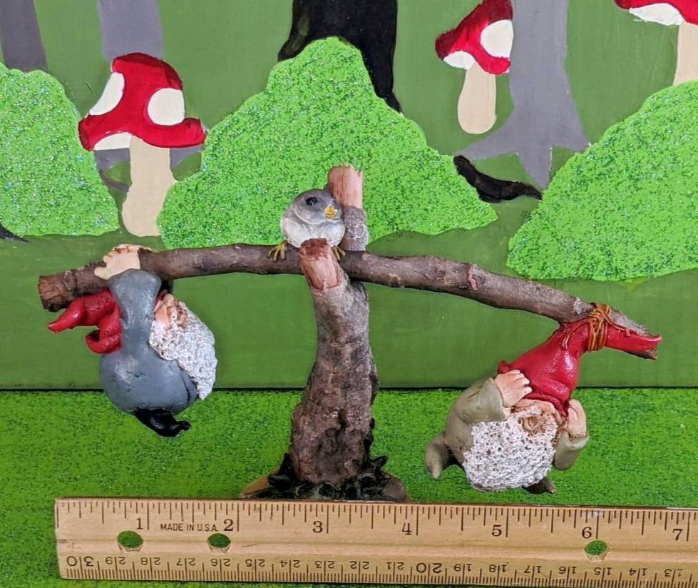 Thumbnail: Garden Gnomes Playing on Seesaw Miniature Fairy Garden Gnome Garden New in Box