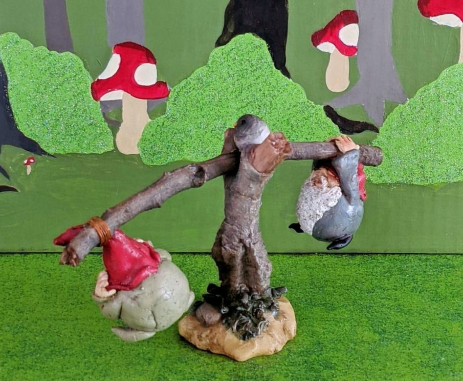 Thumbnail: Garden Gnomes Playing on Seesaw Miniature Fairy Garden Gnome Garden New in Box