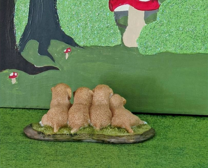 Thumbnail: Four Puppies Miniature Statue Fairy Garden Gnome Garden Indoor Display New