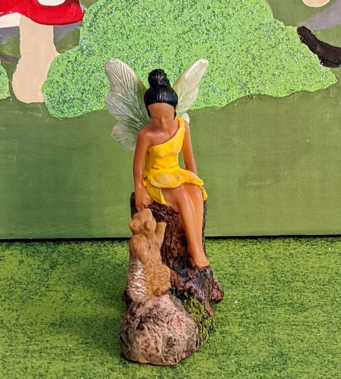 Thumbnail: Miniature Making Friends African American Fairy and Squirrel Fairy Garden