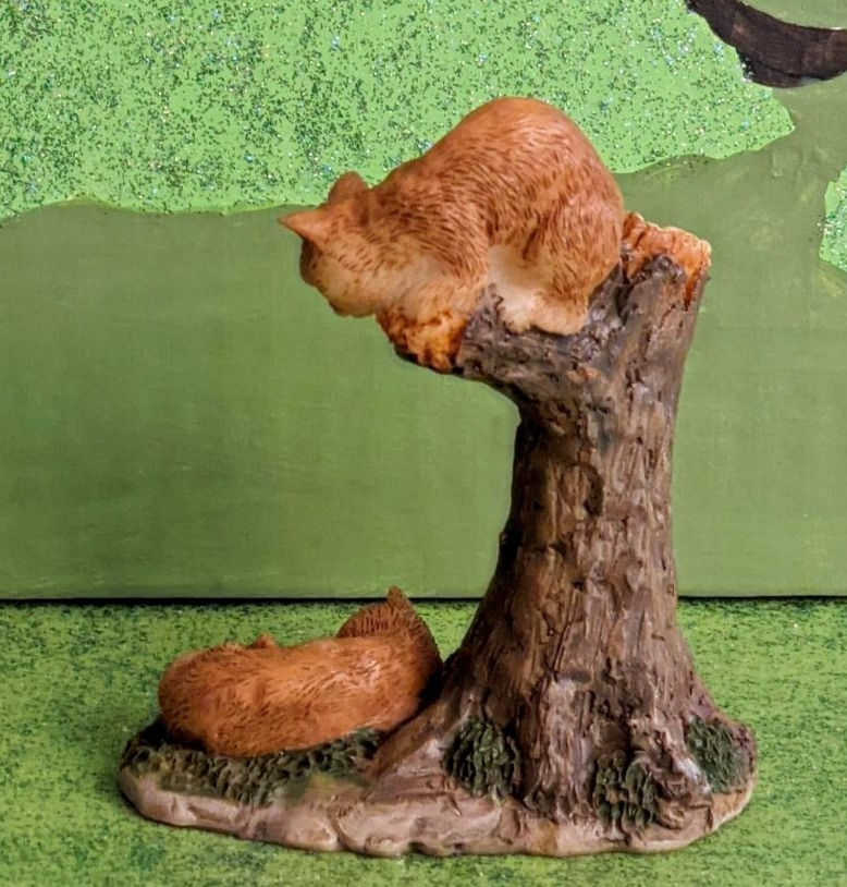 Thumbnail: Ready to Pounce Cat in Tree Cat Napping Statue Indoor Outdoor Miniature Garden