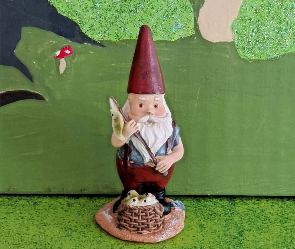 Fisherman Gnome Fishing Gnome 2.75" Fairy Garden Gnome Garden NEW