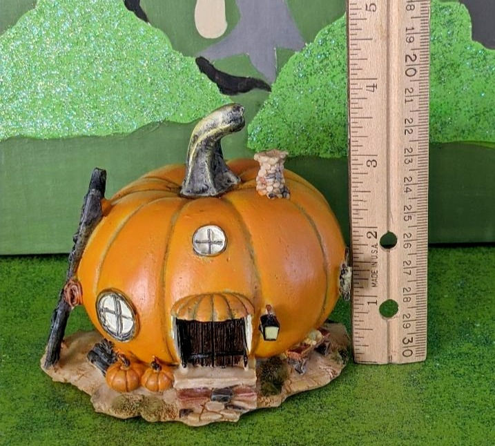 Thumbnail: Orange Pumpkin Fairy House Miniature Fall Halloween Fairy Gnome Troll Garden