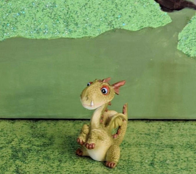 Thumbnail: Miniature Fairy Garden Mini Green Dragon Sitting Up Top Collection