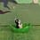 Thumbnail: Miniature Raccoon Rowing in a Leaf Boat