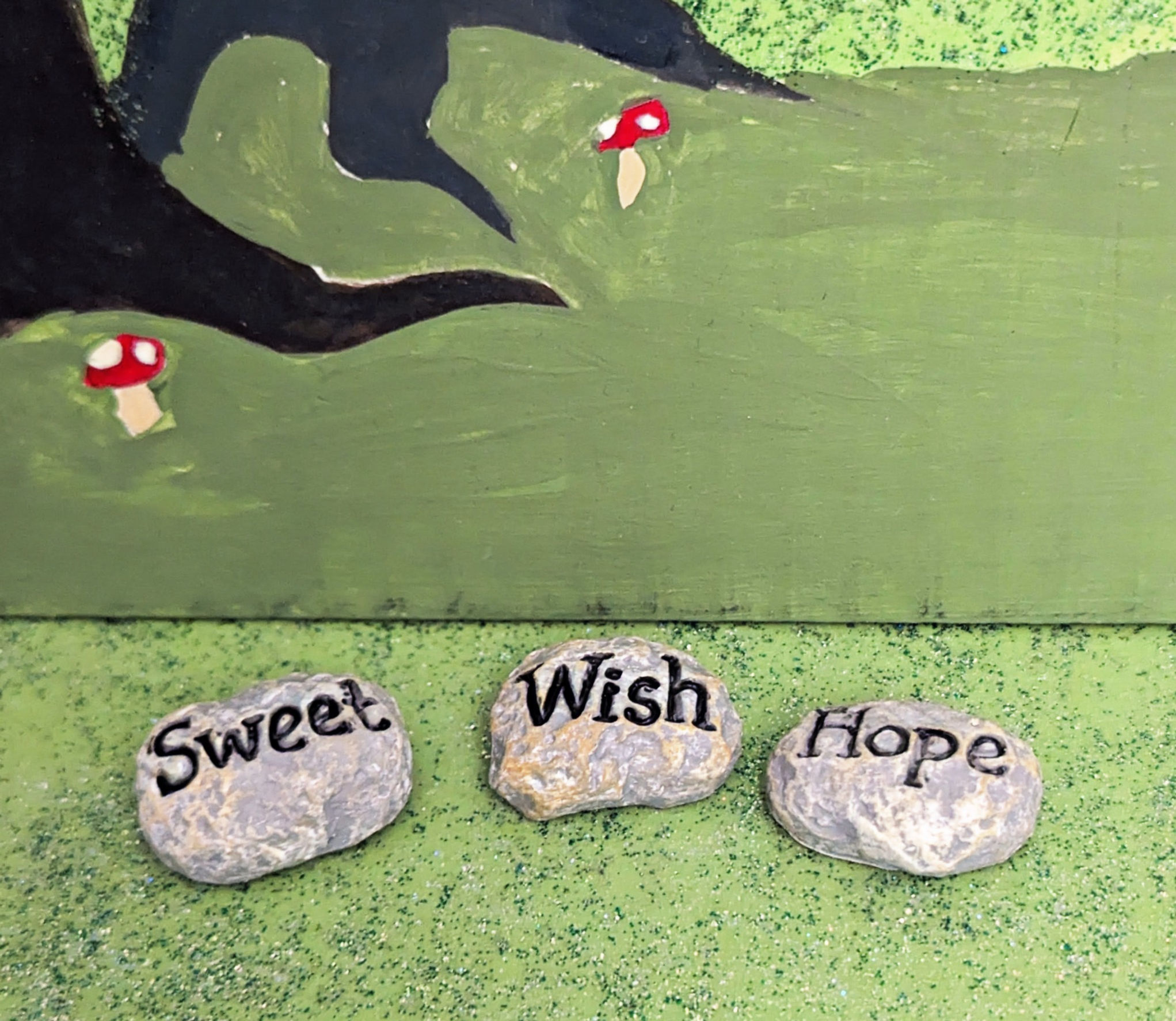 Miniature Sweet, Hope, Wish 1" Garden Rocks 3 pc Set for Fairy or Gnome Garden