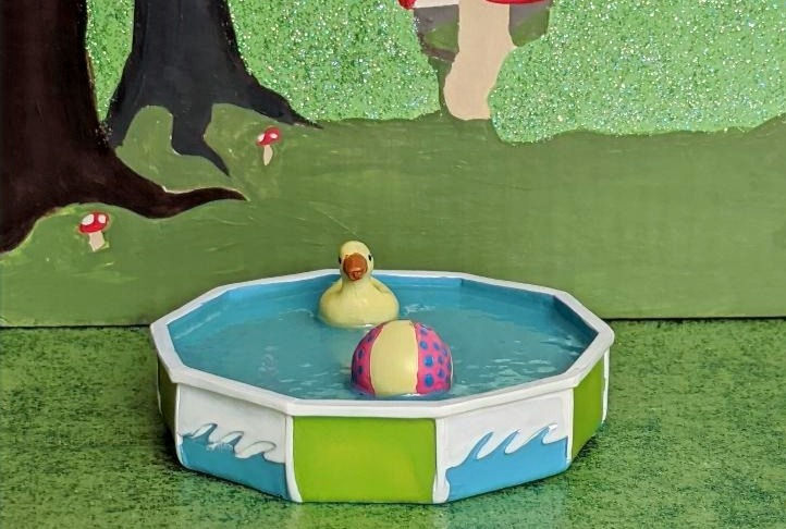 Thumbnail: Miniature Mini Swimming Pool w/ Floaties 4.25" for Fairy Gnome Garden Dollhouse