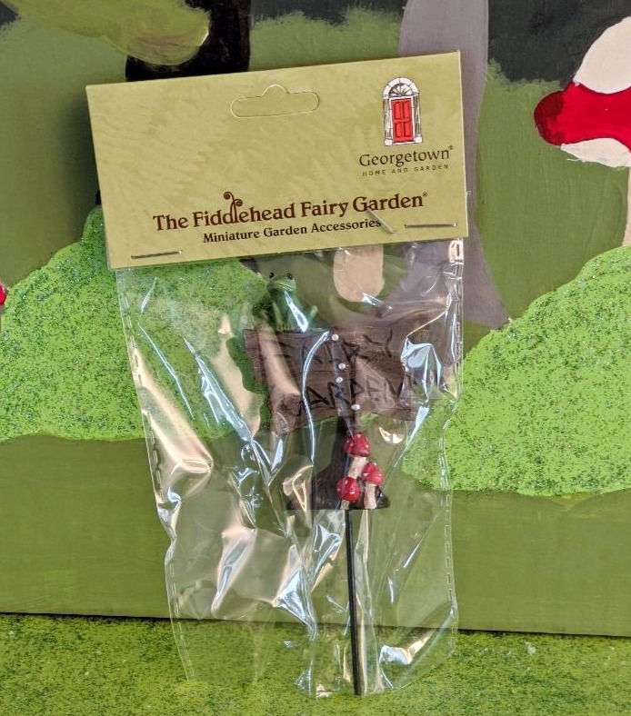 Thumbnail: Frog Mushroom Fairy Garden Sign Stake Wood Look Fairy Garden Miniature NEW