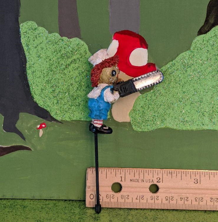 Thumbnail: Fiddlehead Fairy Garden Miniature Chainsaw Doll Stake Halloween Pick