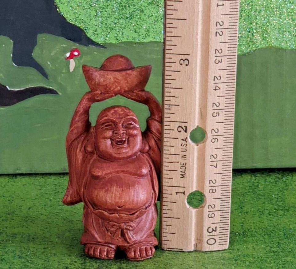 Thumbnail: The Zen Garden Miniature Chinese Prosperity Buddha Wood Look Statue