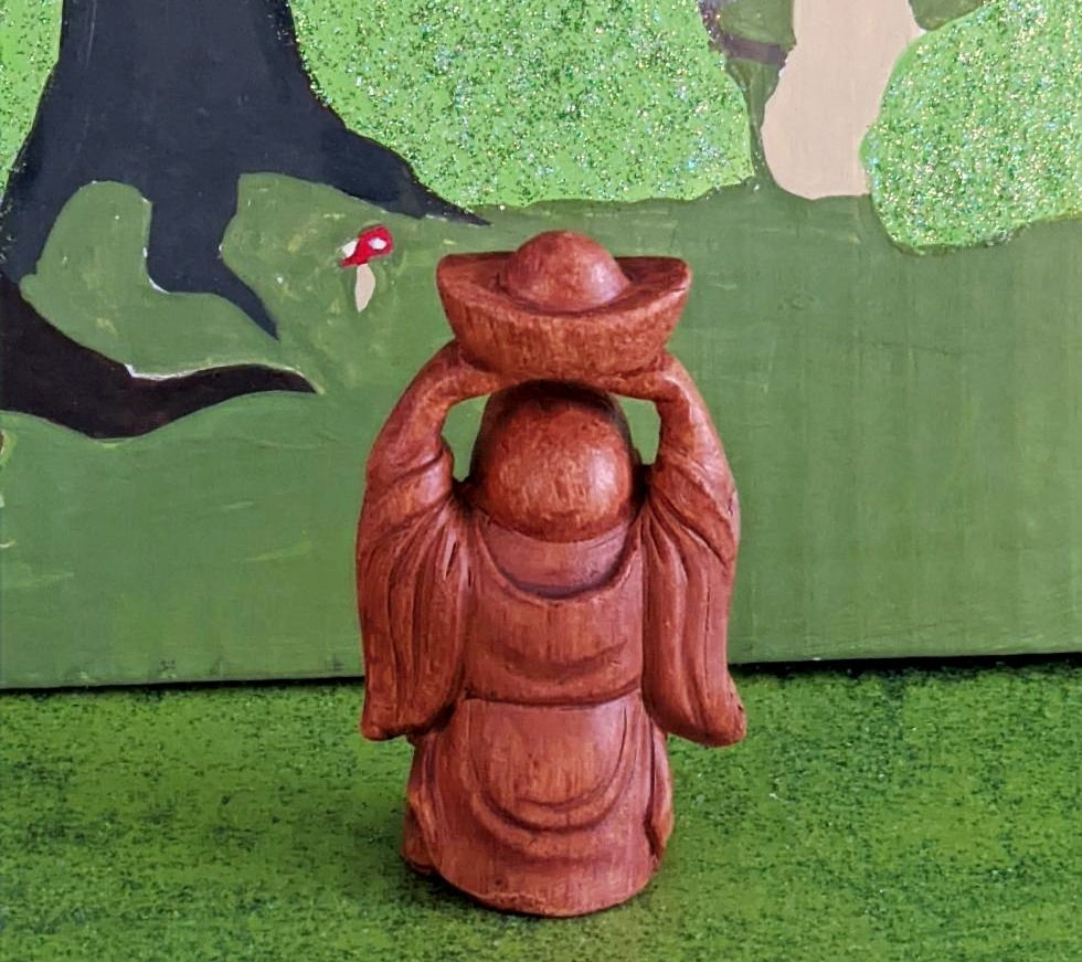 Thumbnail: The Zen Garden Miniature Chinese Prosperity Buddha Wood Look Statue