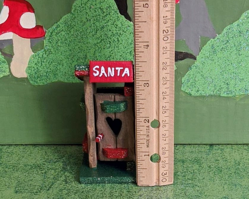 Thumbnail: Miniature Christmas Santa Wooden Outhouse Hand Painted Christmas Village Garden
