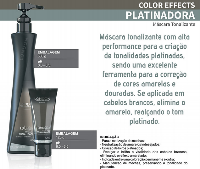 Máscara tonalizante para cabelos platinados Platinadora