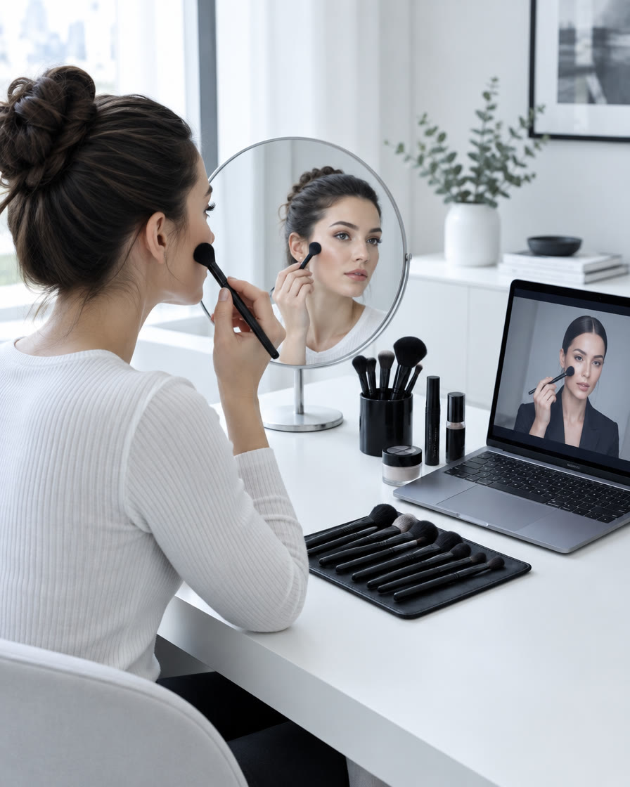 Make-up Online-Unterricht am Laptop zu Hause