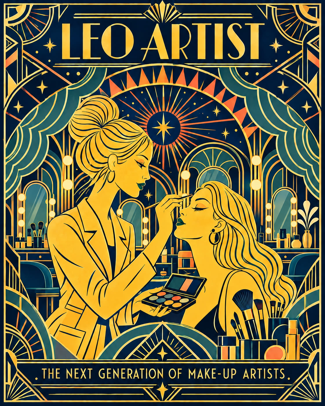 Art-Deco-Plakat: Leo Artist – The next generation of make-up artists