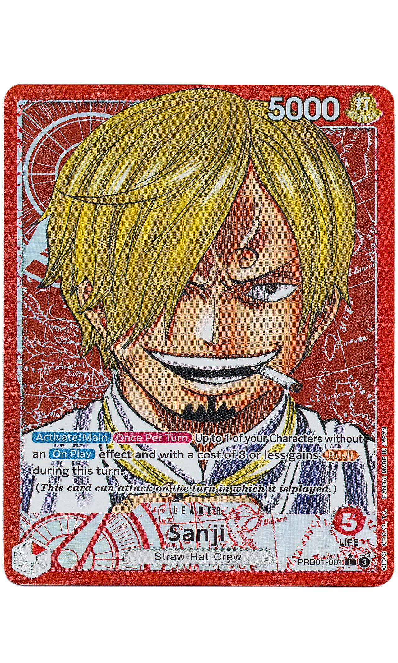 ONE PIECE TCG - Sanji PRB01-001 (Leader Parallel) Japanese