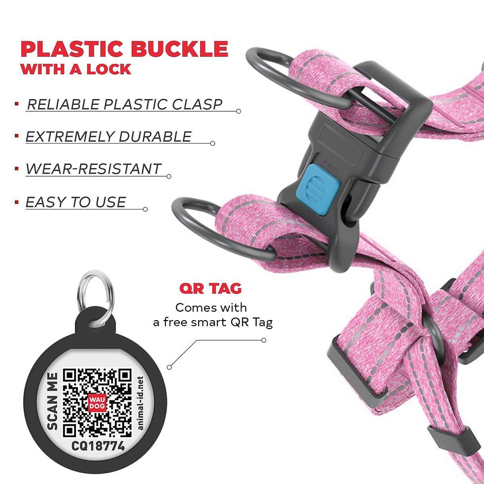 Thumbnail: Pink Cotton Dog Harness Soft Eco Friendly Adjustable for Large Dogs L Size