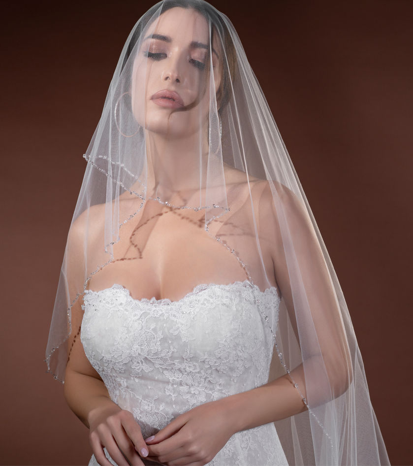 Velo da sposa primo piano frontale