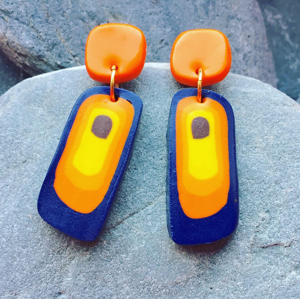 Thumbnail: handmade retro polymerclay stud earrings