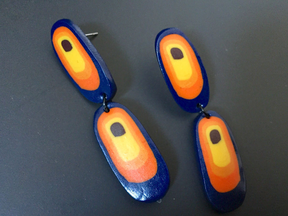 Thumbnail: handmade retro polymerclay stud earrings