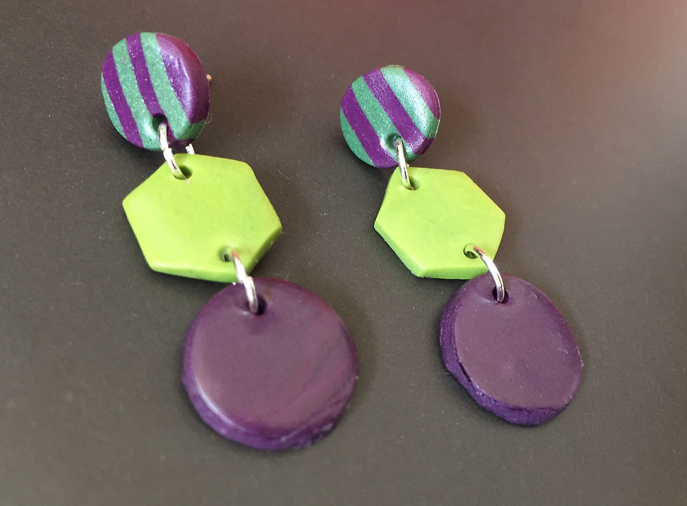 Thumbnail: long handmade polymerclay stud earrings