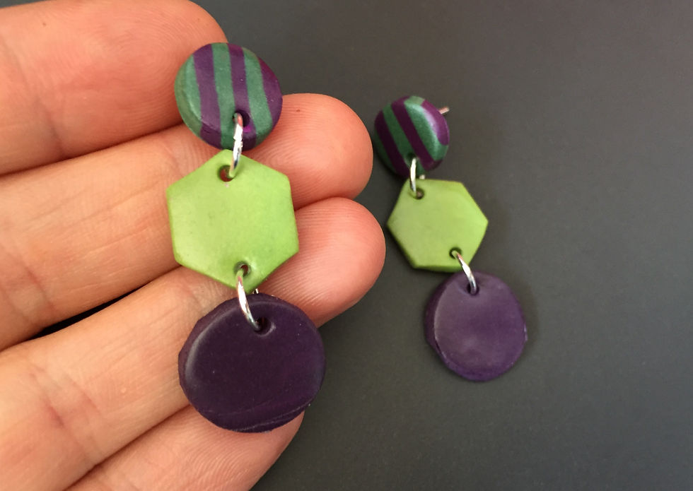Thumbnail: long handmade polymerclay stud earrings