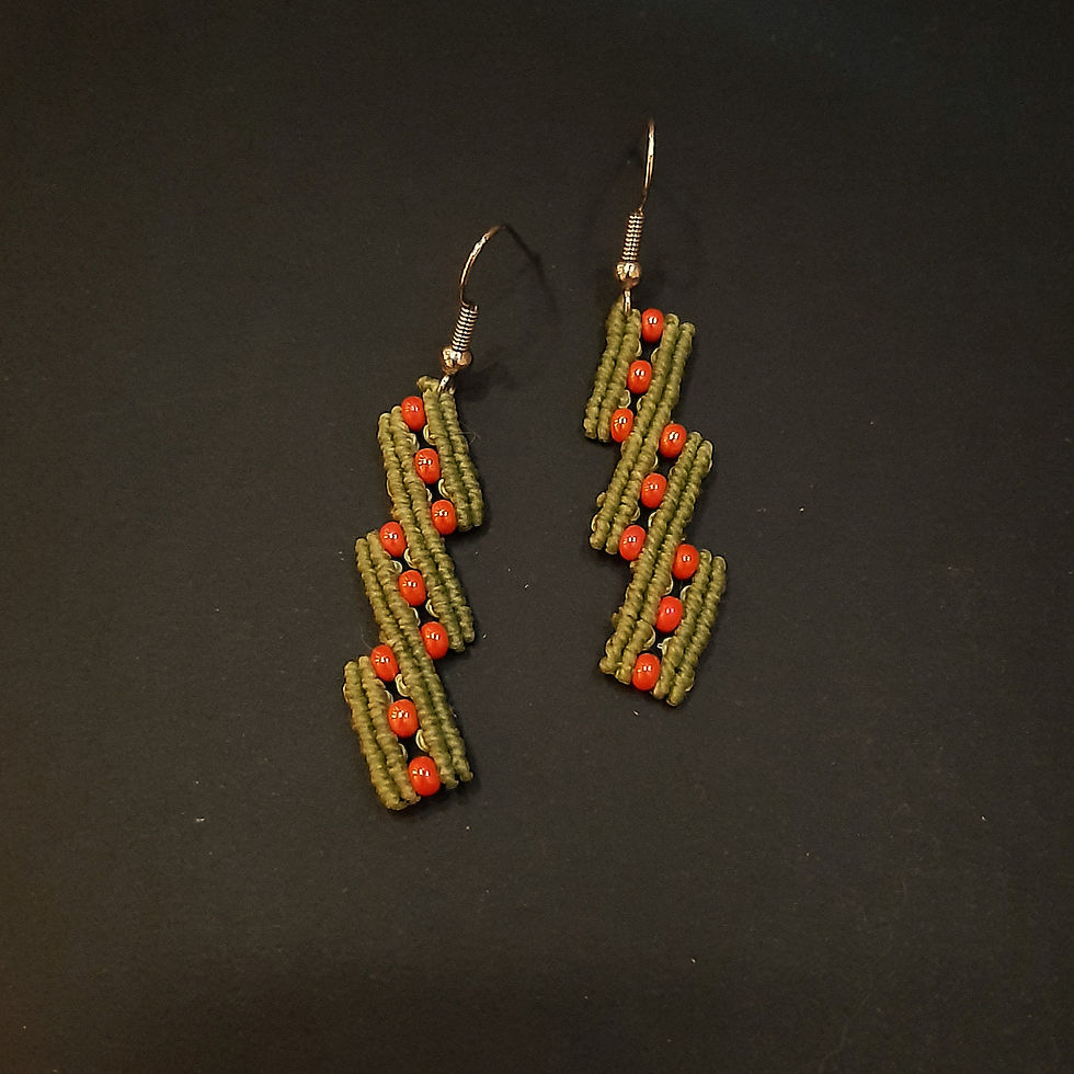 Miniature : boucle d oreilles aglaé en micro-macramé