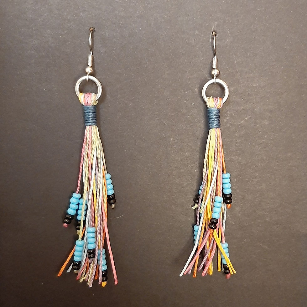 Miniature : Boucles d’oreilles Orenda en micro-macramé bleu