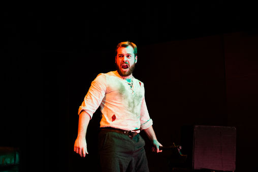 Production photos  of Tristan S-G (Tristan Schaffer-Goldman) acting on stage at New York Theater Festival