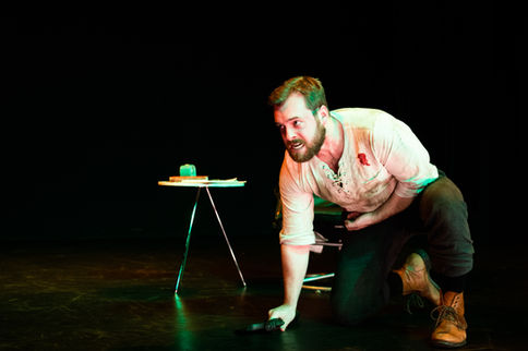 Production photos  of Tristan S-G (Tristan Schaffer-Goldman) acting on stage at New York Theater Festival