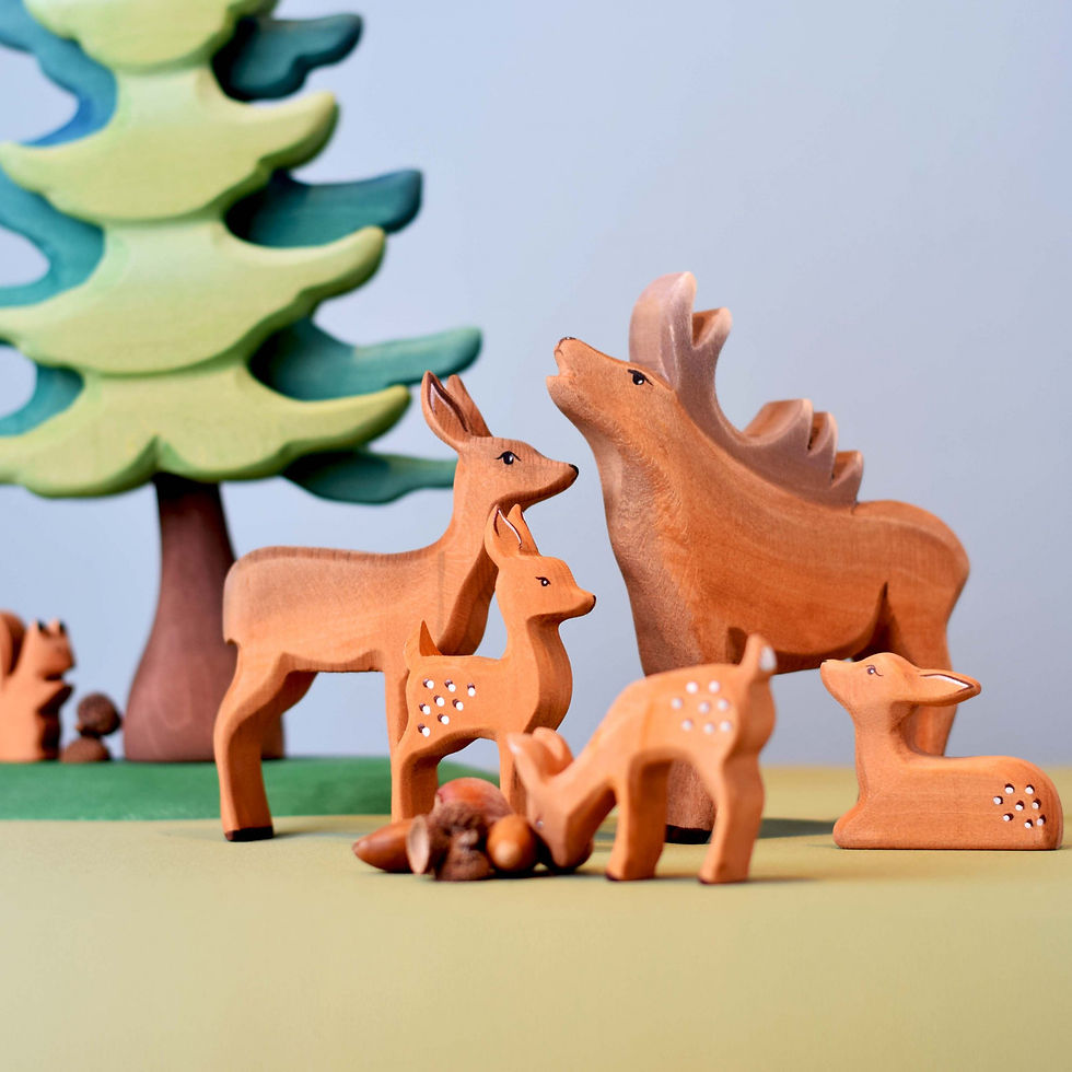Thumbnail: Bumbu Toys Wooden Stag. Waldorf inspired toys. Open ended imaginative play and storytelling. Seasonal Decor
