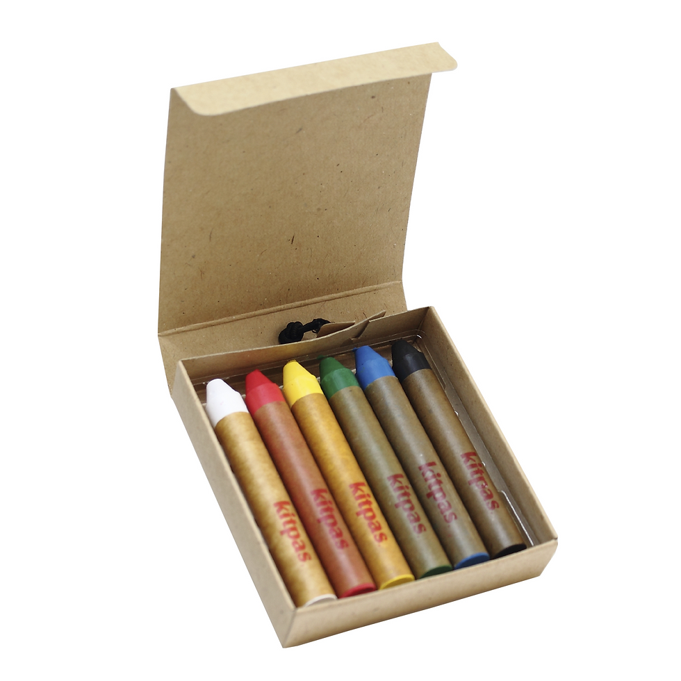 Kitpas Medium sized Rice Bran Wax Art Crayons - 6 pack. With a buttery smooth texture and vibrant solid colours